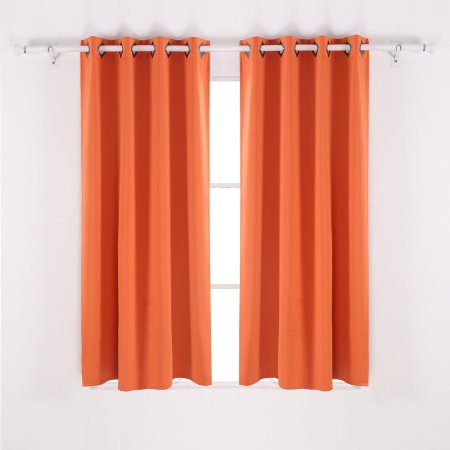 Deconovo Home Fashion Grommet Top Thermal Insulated Blackout Curtain Two Panels 52 W X 63 LOrange