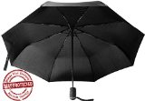 Arcadia Outdoors Premium Black Travel Umbrella with GlideTech Teflon Coating - Compact Automatic Open Close