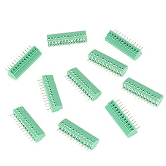 10Pcs Terminal Block Connectors, 12 Pin 2.54 mm Pitch Mount Power PCB Screw Green Terminal Block Connector