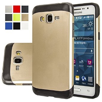 Galaxy Grand Prime Case, Samsung Galaxy Grand Prime Case, AnoKe® Armor Dual Layer Bumper TPU PC hybrid Protective Case For Samsung G531H/DS G531M G530H G5308 (Armor Gold)