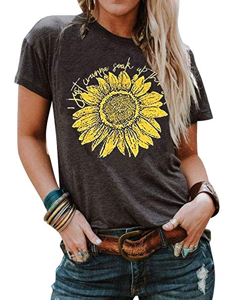 YourTops I Just Wanna Soak Up The Sun Sunflower T-Shirt and Tank Top