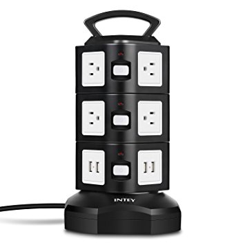 INTEY Power Strip 10 Outlet 4 USB Port Surge Protector Smart Power Socket with Adjustable 9.8ft Cord