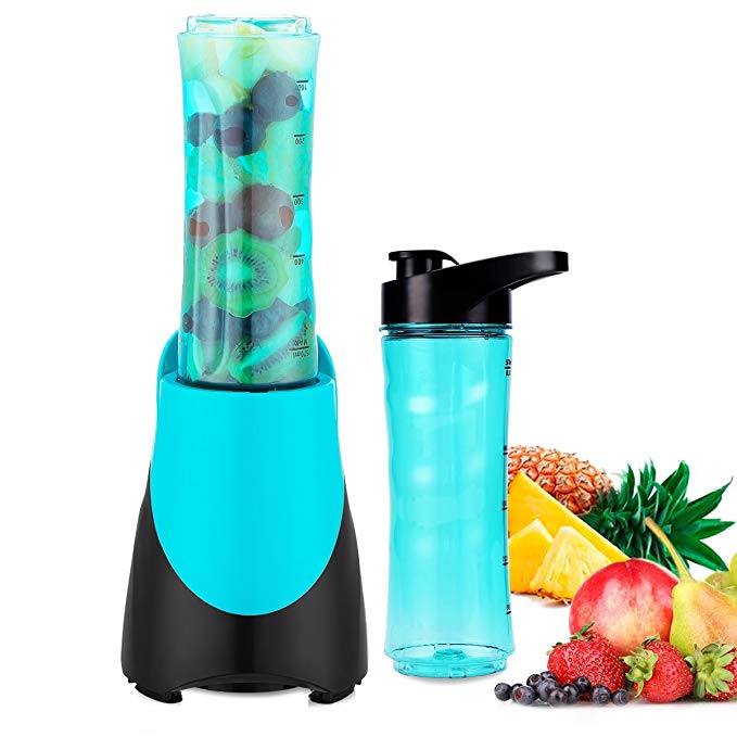 Blender for Shakes and Smoothies, Personal Blender Smoothie Maker for Single Serve, Portable Small Blender with 20 oz Tritan BPA Free Travel Sport Bottle, 300W Powerful Motor, 4 Sharp Blades
