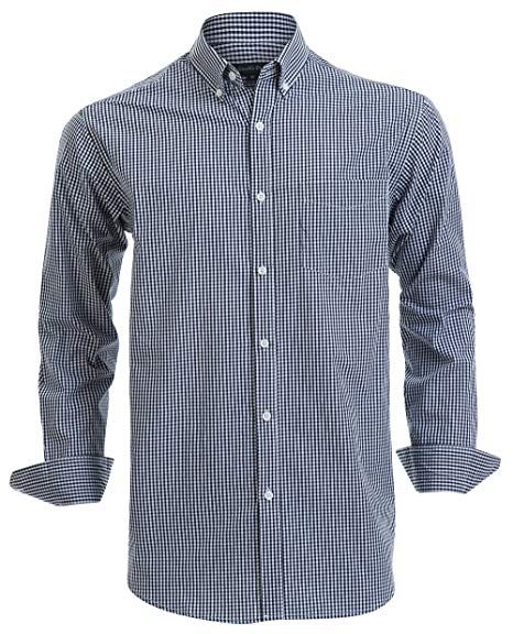 Double Pump Mens Button Down Shirts 100% Cotton Long Sleeve Shirts Regular Fit