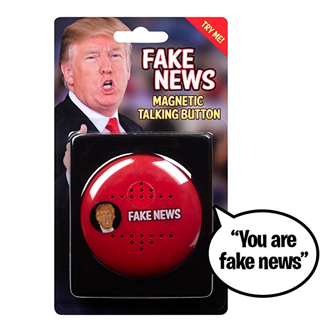 YOU ARE FAKE NEWS Talking Trump Button - Says 7 Fake News Lines in Donald Trump ’s Real Voice - Push Button Whenever You Hear Fake News - Perfect for Office - Funny Gift for Democrat or Republican