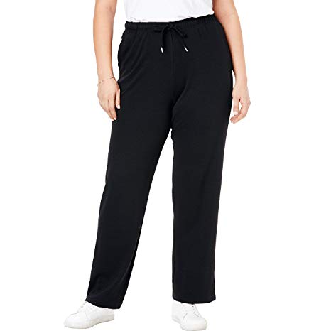 Woman Within Women's Plus Size Sport Knit Straight Leg Pant