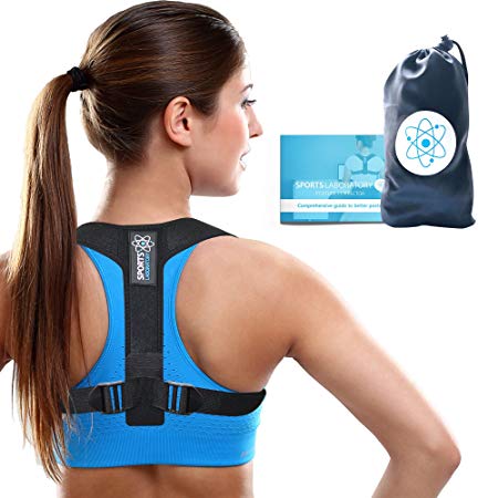SPORTS LABORATORY Posture Corrector PRO  Comfortable Posture Brace for Slouching & Hunching, Adjustable Clavicle Support Brace for Men & Women (Large (44-55 inch)