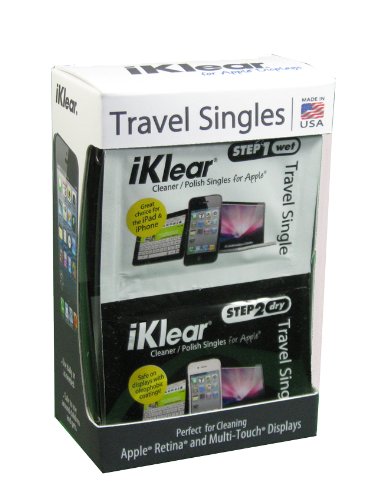 iKlear Travel Singles with Wet and Dry Wipes Plus Microfiber Cloth iK-SP12