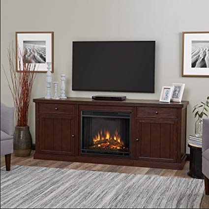 Real Flame 2720E Cassidy Entertainment Unit with Electric Fireplace in Chestnut Oak, Large
