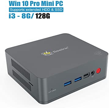 Beelink U55 Mini PC Windows10 Pro, Intel Core i3-5005U Processor 8GB/128GB M.2 SSD, Supports Extended RAM & SSD/4K/Dual HDMI/Dual WiFi /BT4.0/ Fan