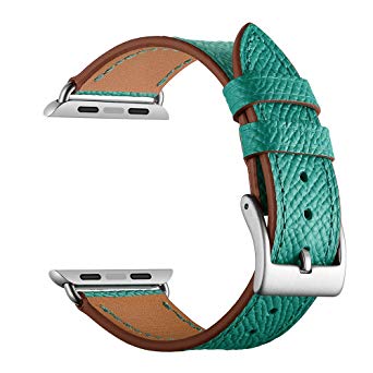 OXWALLEN Leather Band for Apple Watch 44mm 42mm, iWatch Series 4 3 2 1 Replacement Sport iWatch Strap Band with Stainless Metal Buckle Clasp