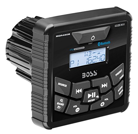 BOSS Audio MGR450B In-Dash, Marine Gauge, Bluetooth, Digital Media  MP3 / WMA / USB / AM/FM Weather-Proof Marine Stereo, (No CD Player), Wired Remote Control Ready (MGR420R Not Included)