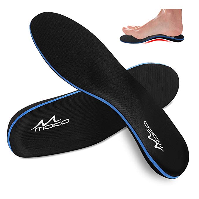 MoKo Plantar Fasciitis Insoles Arch Supports Orthotics Inserts for Men Women, Sports Casual Flat Feet Insoles for Running, Heel Spurs, Foot Pain, High Low Arch - Black