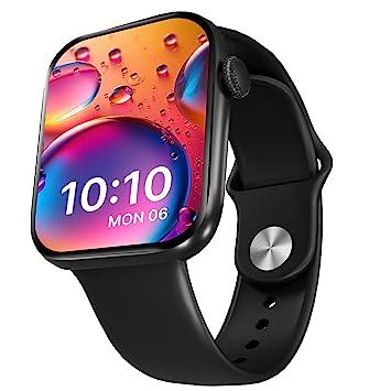 CrossBeats Stellr Largest 2.01" Super AMOLED Always ON Bluetooth Calling Smartwatch with Rotating Crown, Built-In Games, Alarm, Calculator, 500  Watch Faces, and Blood Oxygen Heart Rate Monitor-(Silicon Strap-Black)