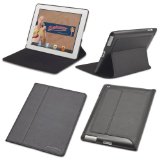 Slim iPad case The Ridge by Devicewear - Black Vegan Leather Magnetic iPad 234 Case with Six Position Flip Stand
