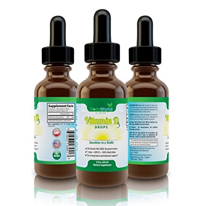 Vitamin D Liquid For Infants & Adults - Non-GMO, Gluten-free, All Natural D3 - 400 IU = 1 drop, over 2,000 Doses! Easy-to-Use bulb dropper - No artificial Flavoring, Preservatives, or Color - Satisfaction Guarantee