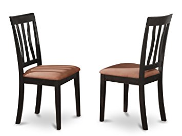 East West Furniture ANC-BLK-C Kitchen Chair Set with Cushion Seat, Black/Cherry Finish, Set of 2
