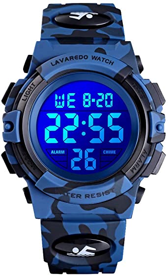 Kids Watch,Boys Watch for 6-15 Year Old Boys,Digital Sport Outdoor Multifunctional Chronograph LED 50 M Waterproof Alarm Calendar Analog Watch for Children with Silicone Band