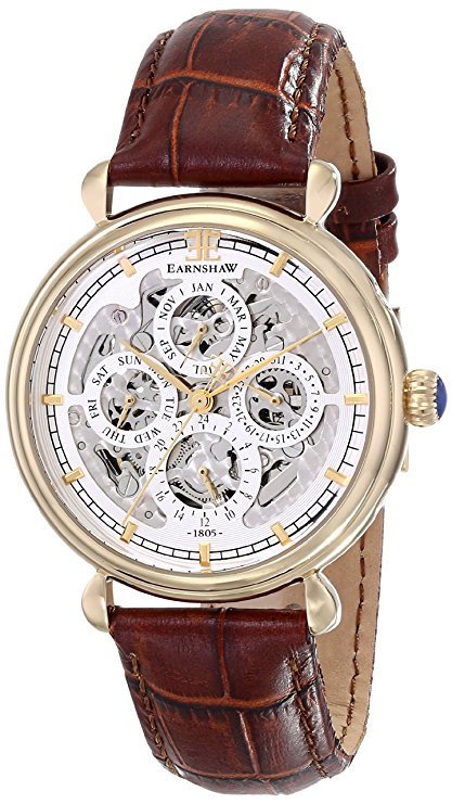 Thomas Earnshaw Men's ES-8043-03 Grand Calendar Analog Automatic Self Wind Brown Leather Watch