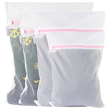 ANPHSIN Set of 4 Washing Bags for Delicates 1 Small Fine Mesh, 1 Large Big Mesh, 1 Large Fine Mesh, 1 Extra Large Big Mesh ( Pack of 4)