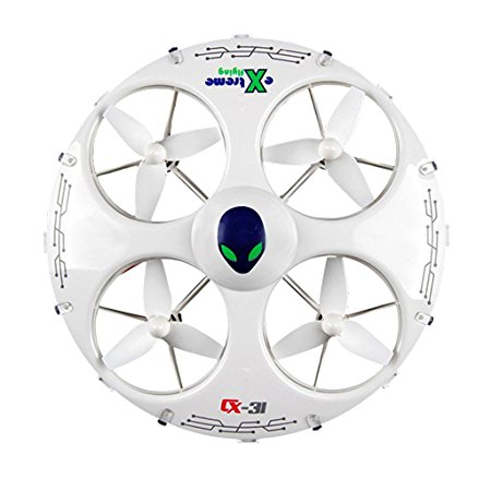 KiiToys UFO Drone RC Quadcopter CX-31 - Flying Saucer 3D Flip Roll Helicopter, 6 Axis Gyroscope, 4 Channels Radio Control, 2.4 ghz 4CH Headless Mode