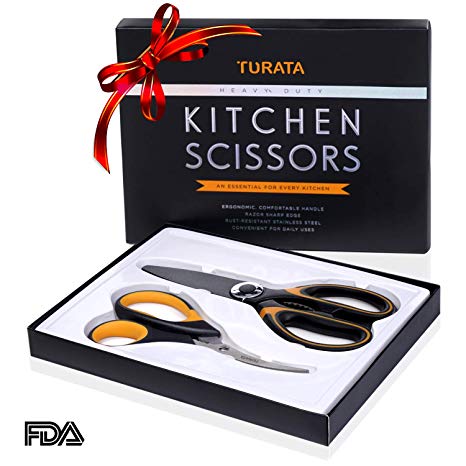 TURATA Heavy Duty Kitchen Scissors Seafood Shears Set, Stainless Steel Multi-Purpose Ultra Sharp Utility Scissors for Poultry, Fish, Meat, Shrimp Deveiner for Lobster, Prawns, Crab