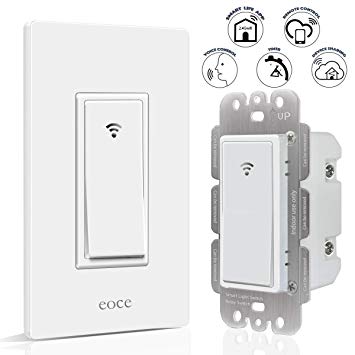 Smart Switch Eoce Wifi Light Switch Work with Alexa Google Home and IFTTT, Timer and Remote Control, No Hub Required, Neutral Wire Required, Easy and Safe Installation, FCC Listed