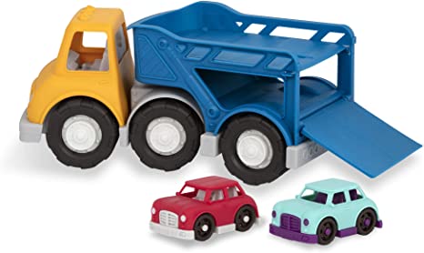 Wonder Wheels by Battat – Car Carrier Truck – Toy Truck with 2 Toy Cars for Toddlers Aged 1 & Up (3Pc) – 100% Recyclable, Multi