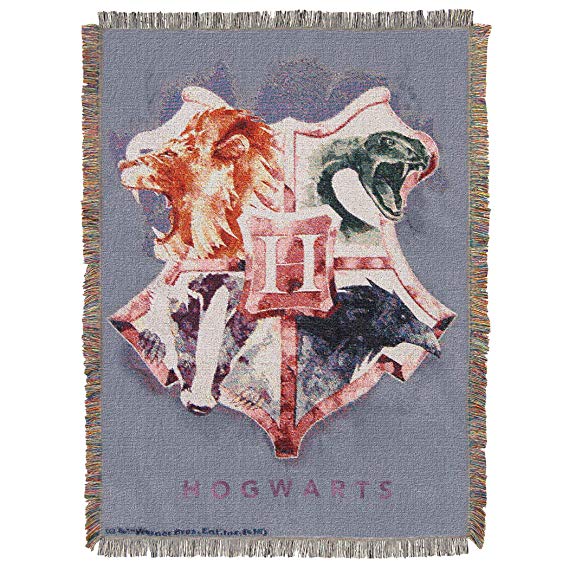 Warner Brothers Harry Potter, "Houses Together" Woven Tapestry Throw Blanket, 48" x 60", Multi Color