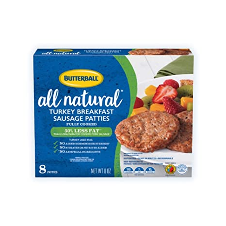 Butterball, All Natural Fully Cooked Breakfast Sausage Patties, 0.5 lb