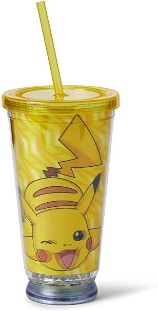 Pokemon Pikachu LED Light Up Tumbler Cup with Lid and Straw