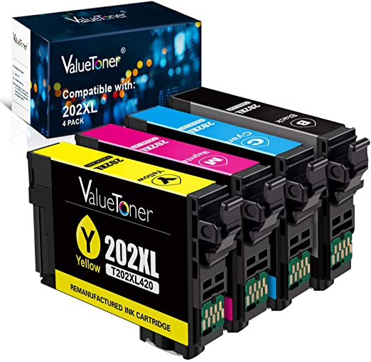 Valuetoner Remanufactured Ink Cartridges Replacement for Epson 202XL 202 XL T202 XL for Workforce WF-2860 Expression Home XP-5100 (Black, Cyan, Magenta, Yellow, 4 Pack)