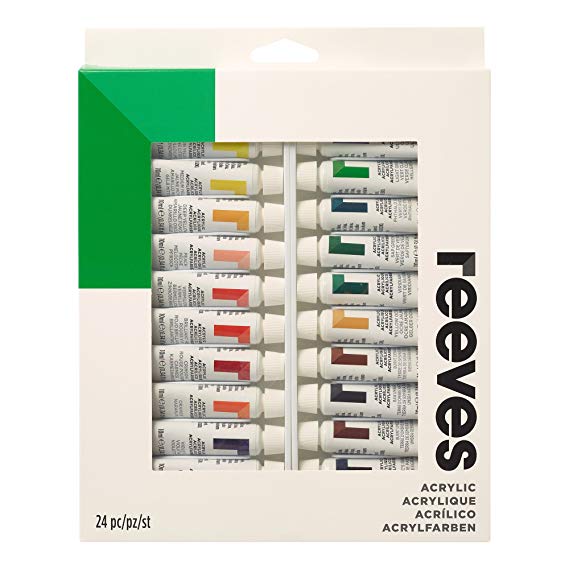 Reeves Acrylic Paint 10ml Tubes, Set of 24,