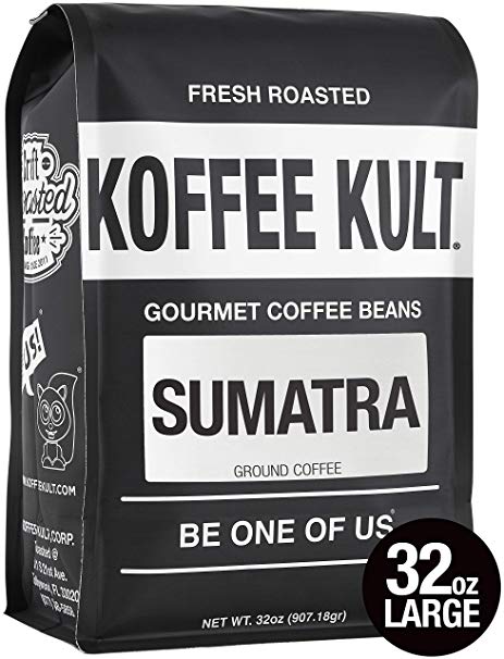 Sumatra Mandheling Ground Coffee - Fresh Roasted Coffee by Koffee Kult 32oz