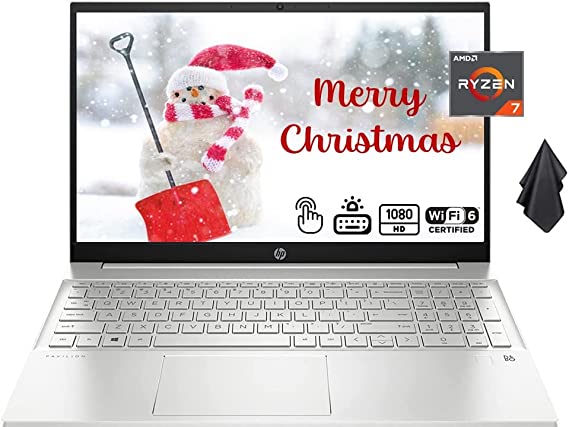 HP Pavilion 15.6" FHD Touchscreen Laptop, AMD Ryzen 7-5825U Processor (Beat i7-1180G7),32GB RAM, 1TB PCIe SSD, Wi-Fi 6, Backlit Keyboard, HDMI, Webcam, Bluetooth, Windows 11 Home, Silver