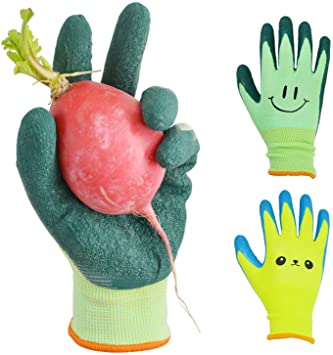 GLOSAV Kids Gardening Gloves for Ages 2-12 Toddlers, Youth, Girls, Boys, Children Garden Gloves for Yard Work (Size 3 for 5, 6 Year Old)