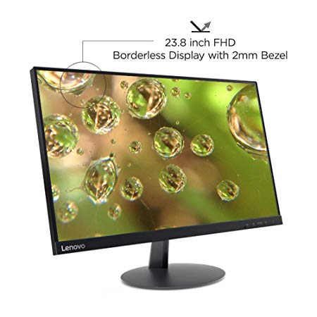 Lenovo L24e-20, 23.8 inch Monitor with LED Display, VA Panel, AMD Free Synch, (HDMI and VGA inputs), Raven Black