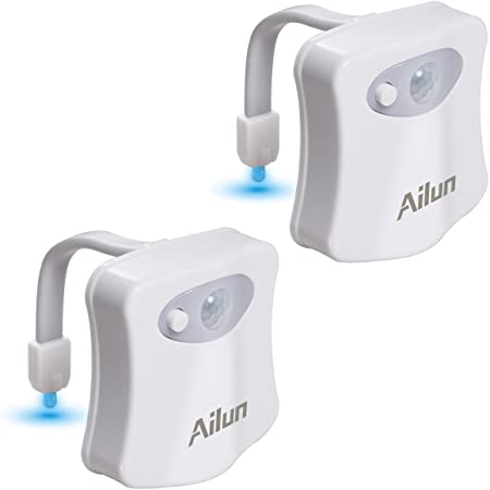 Toilet Night Light 2Pack by Ailun Motion Activated LED Light 8 Colors Changing Toilet Bowl Nightlight for Bathroom Battery Not Included Perfect Decorating Combination Along with Water Faucet Light