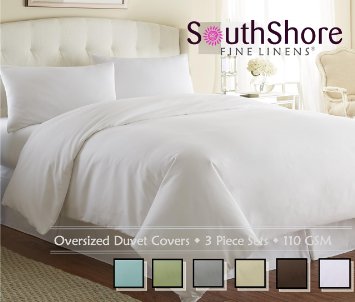 Southshore Fine Linens® 3 Piece Oversized Duvet Cover Set - BRIGHT WHITE - King / California King
