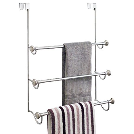 InterDesign York Metal Over the Shower Door 3-Bar Towel Rack, Split Finish