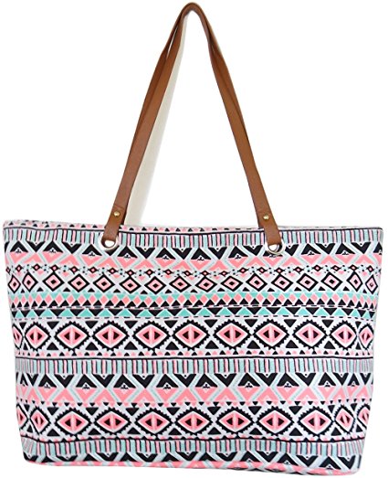 Large Utility Canvas and Nylon Travel Tote Bag For Women and Girls