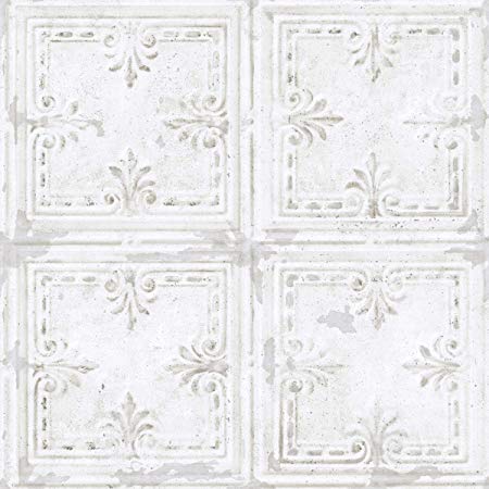 RoomMates Tin Tile White Peel and Stick Wallpaper - RMK11209WP