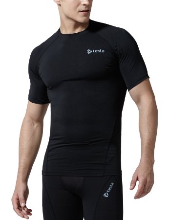 Tesla Men's Cool Dry Compression Baselayer Short Sleeve T Shirts R13