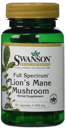 Swanson Premium Brand Full Spectrum Lion's Mane Mushroom 500mg (2 Bottles each of 60 Capsules)