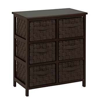 Honey-Can-Do TBL-03759 6-Drawer Storage Chest with Woven-Strap Fabric, Espresso, 24-Inch