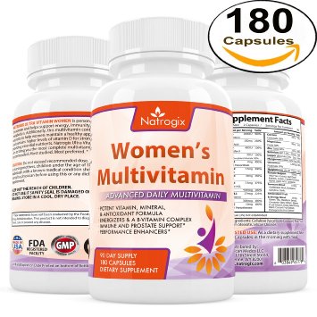 Natrogix Women Multivitamins - Advanced Daily Multivitamins & Minerals Support Digestive/ Immune System, Best Antioxidants Enhance Beauty Performance, Promote Heart & Sexual Health (180 Count).