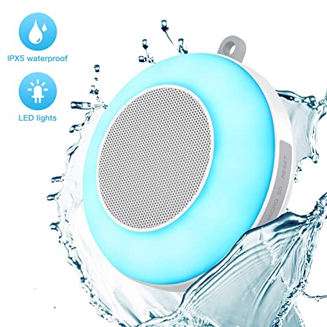 Waterproof Bluetooth Speaker, Ranipobo Shower Speaker, Touch Control 3 Warm Light & 7 Colors Night Light, Portable Wireless Speaker with HD Sound/8H Play/FM/Hands-Free, for Home/Outdoor Travel