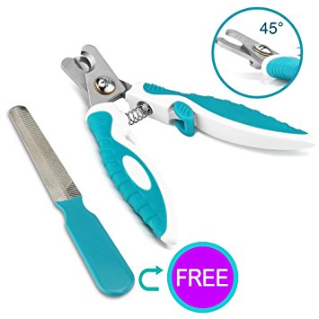 ONSON Dog Nail Clippers and Trimmer - With Quick Safety Guard to Avoid Over-cutting Toenail - Grooming Razor Sharp Blades For Small Medium Large Breeds - Free Nail File