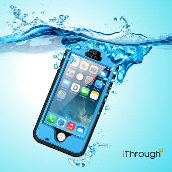 iPhone 5S Waterproof Case, iThrough Waterproof, Dust Proof, Snow Proof, Shock Proof Case with Touched Transparent Screen Protector, Heavy Duty Protective Carrying Cover Case includes a 3.5mm AUX Cable for iPhone 5/5s (Blue)