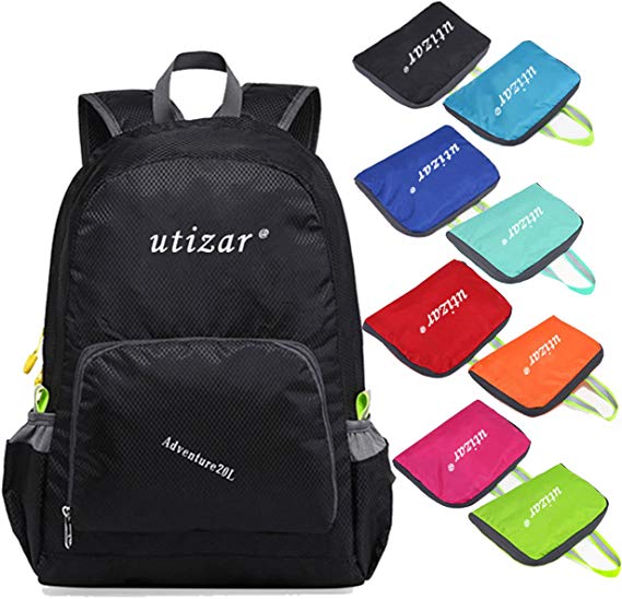 UTIZAR Lightweight Folding Backpack Gym Bag Foldable Day Backpack Outdoor Bag Travelling Backpack Camping Sports Backpack Shopping Ultra-Light Backpack Small Urban Backpack